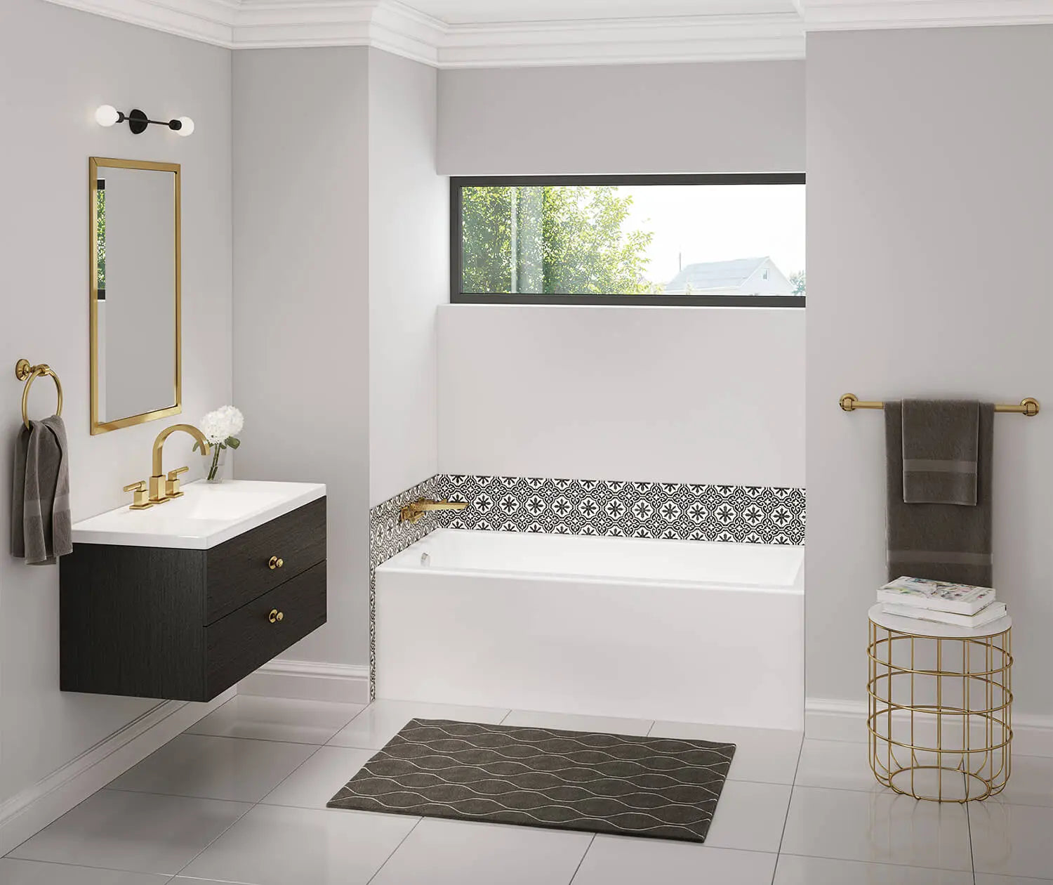 Bosca 6030 IFS AFR Acrylic Alcove Left-Hand Drain Bathtub in White - Plumbing Market