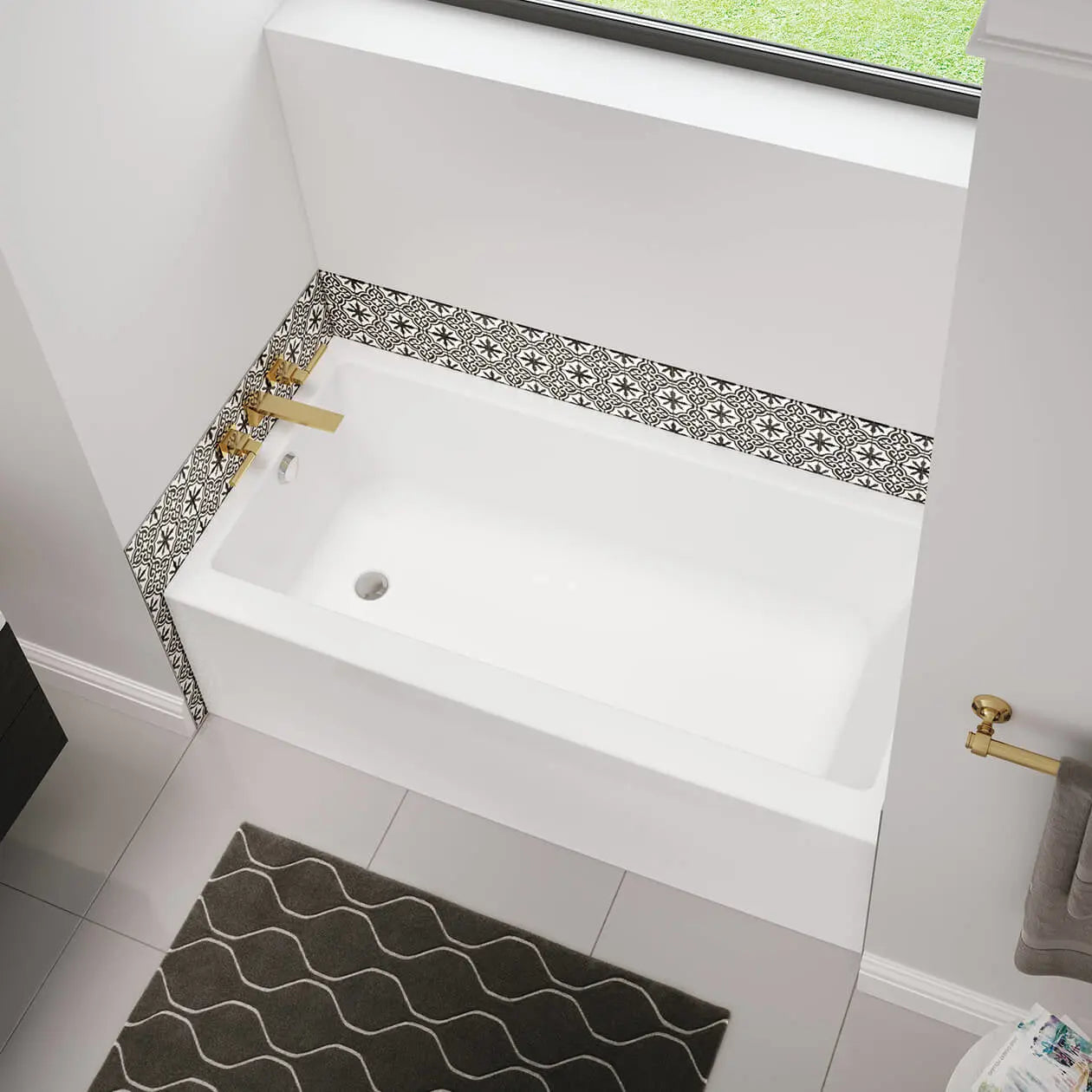 Bosca 6030 IFS Acrylic Alcove Left-Hand Drain Bathtub in White - Plumbing Market