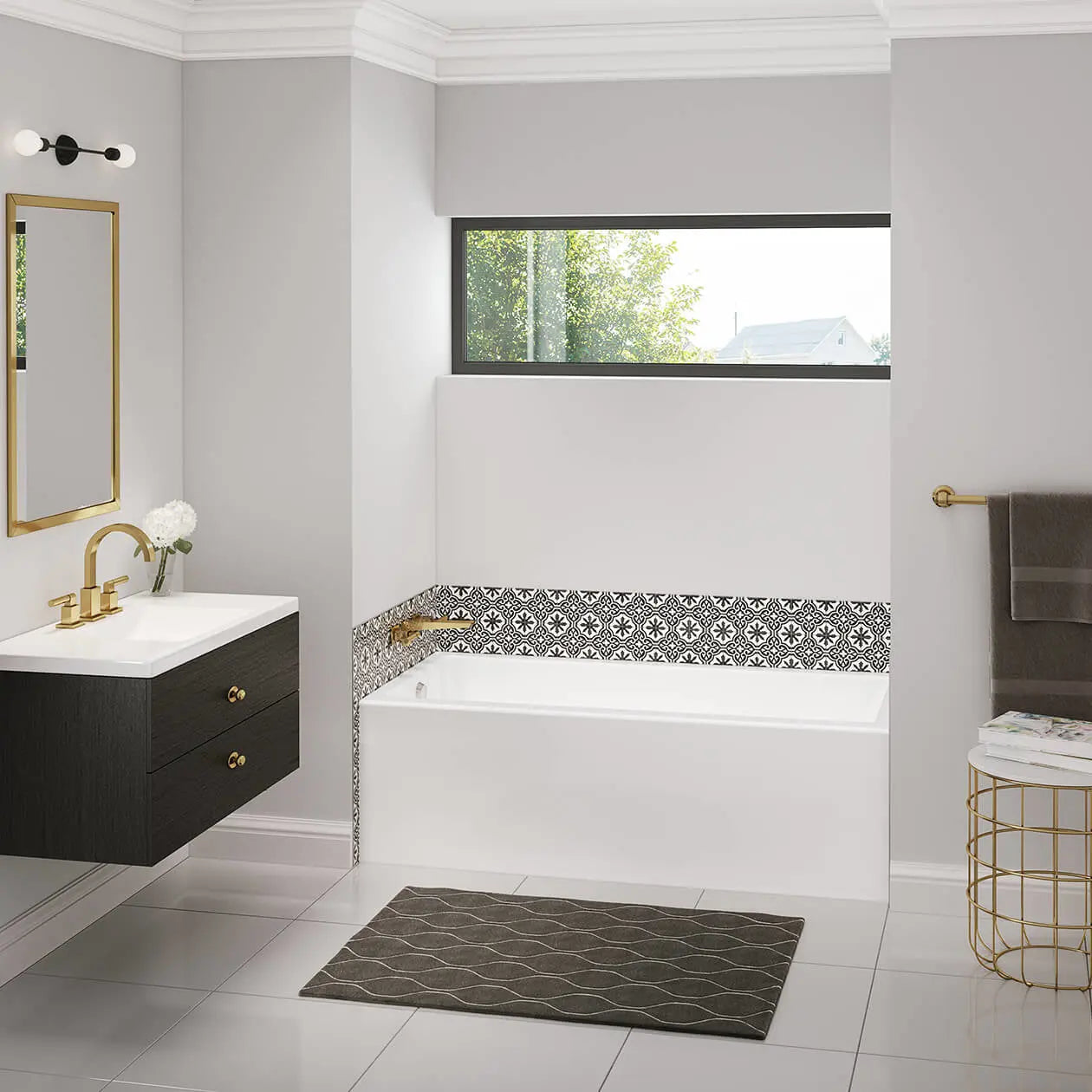 Bosca 6030 IFS Acrylic Alcove Left-Hand Drain Bathtub in White - Plumbing Market