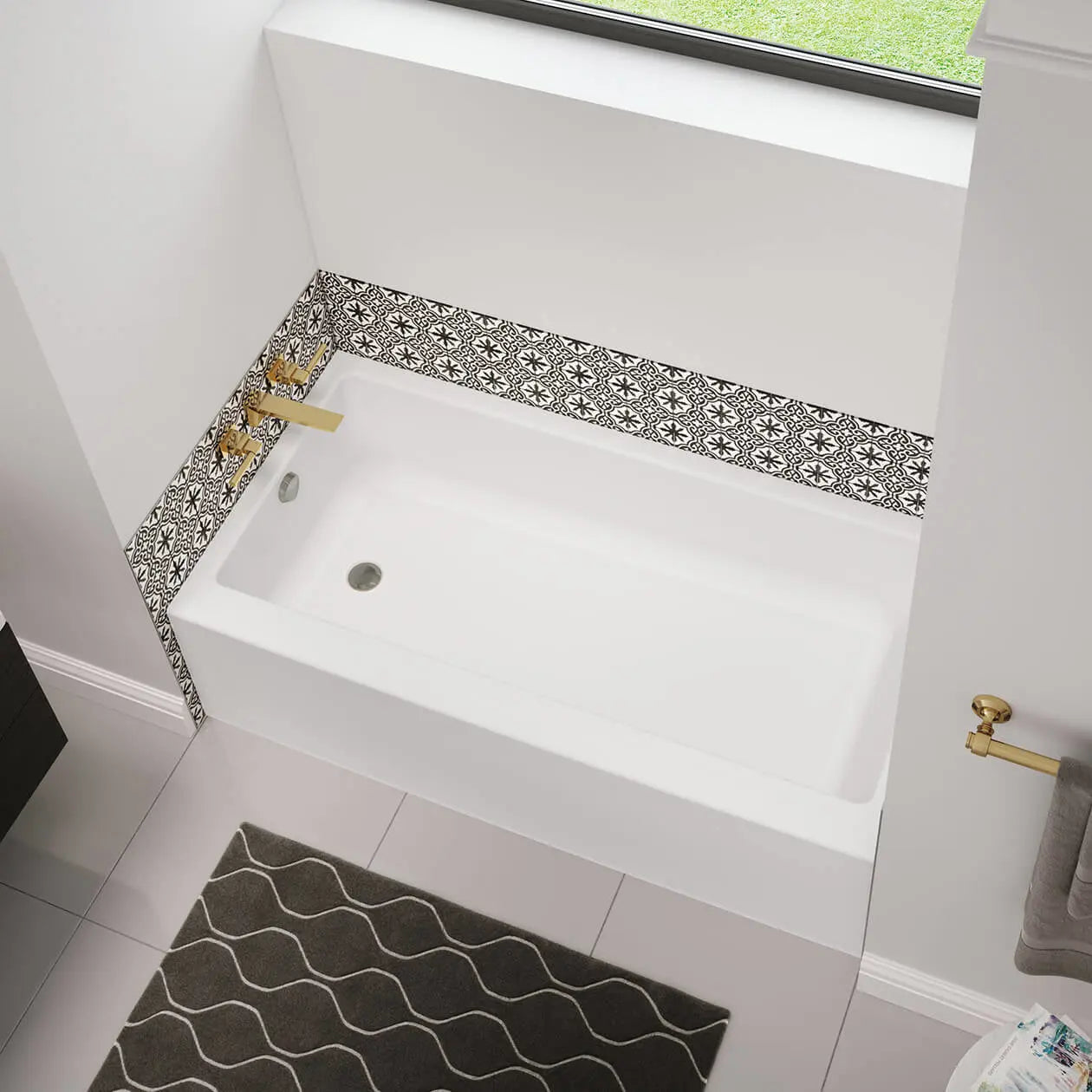 Bosca Access 6030 Acrylic Alcove Left-Hand Drain Bathtub in White - Plumbing Market