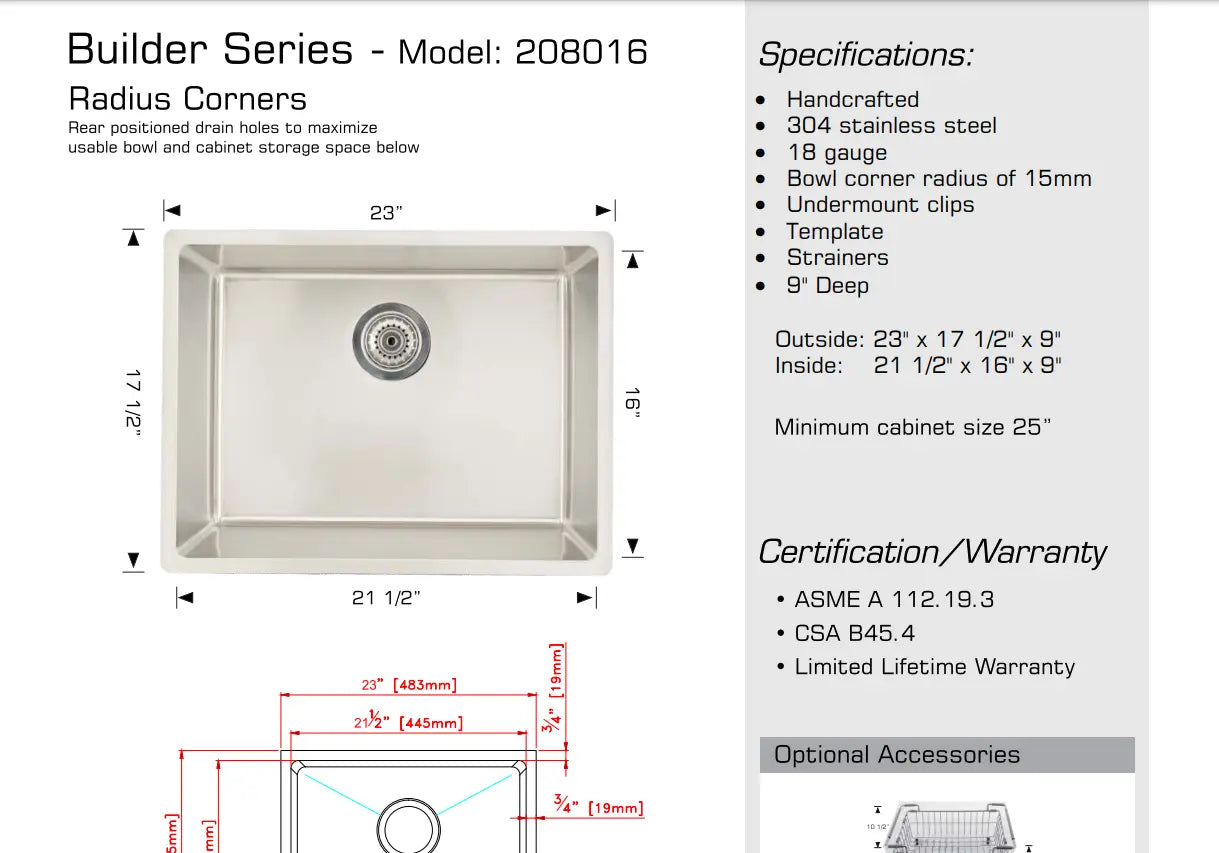 Bosco 208016 Builder Series Stainless Steel Kitchen Sink - Plumbing Market