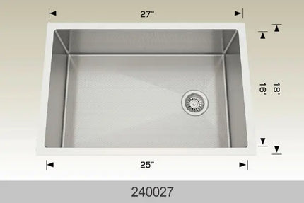 Bosco 27" x 18"  Textured Titanium Series Radius Corner Kitchen Sink 240027 - Plumbing Market