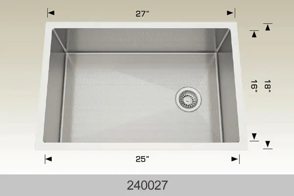 Bosco 27" x 18"  Textured Titanium Series Radius Corner Kitchen Sink 240027 - Plumbing Market