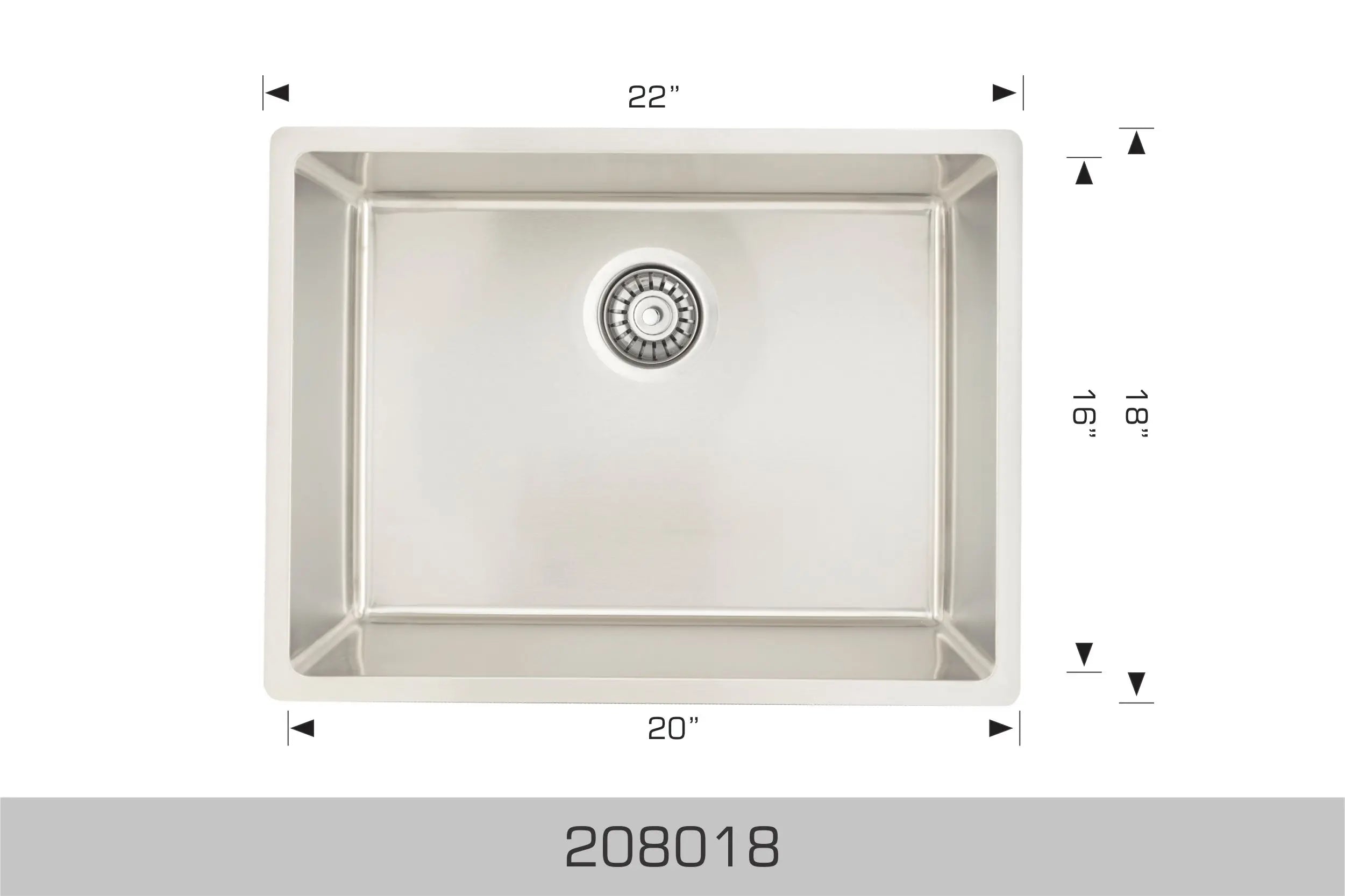 Bosco Builder Series 22" x 18" Single Bowl Kitchen Sink Radius Corner 208018 - Plumbing Market