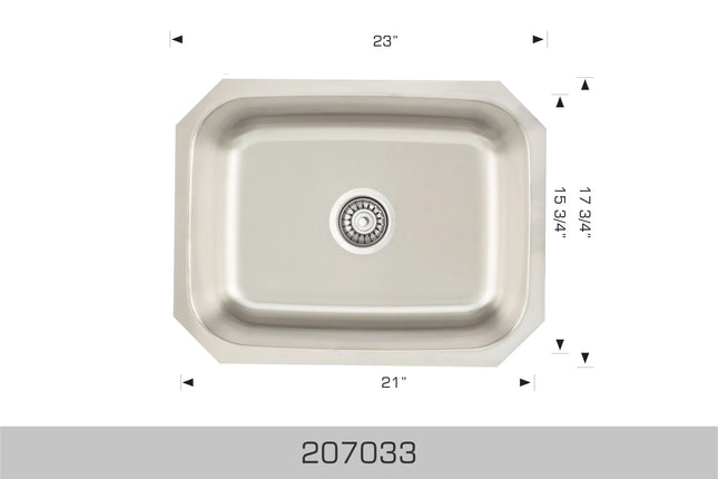 Bosco Builder Series 23" x 17" Single Bowl Kitchen Sink Undermount 207033 - Plumbing Market