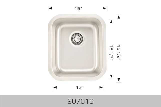 Bosco Builder Series Bar Sink 15" x 18 1/2" Undermount 207016 - Plumbing Market