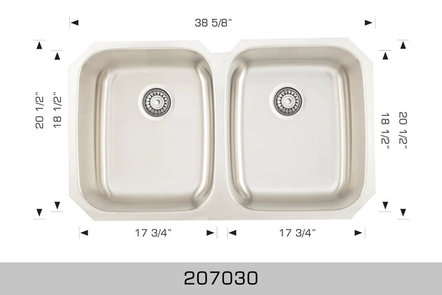 Bosco Builder Series Double Bowl Undermount Kitchen Sink 207030 - Plumbing Market