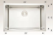 Bosco Commercial Series 28" x 18" Single Bowl Kitchen Sink Radius Corner 203338C - Plumbing Market