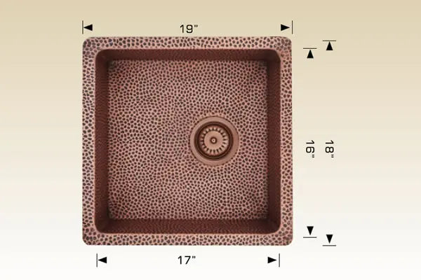 Bosco Copper Series 19" x 18" Kitchen Sink Radius Corner 206018 - Plumbing Market