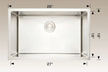 Bosco Deluxe Series 29" x 18" Single Bowl Kitchen Sink Radius Corner 202220 - Plumbing Market