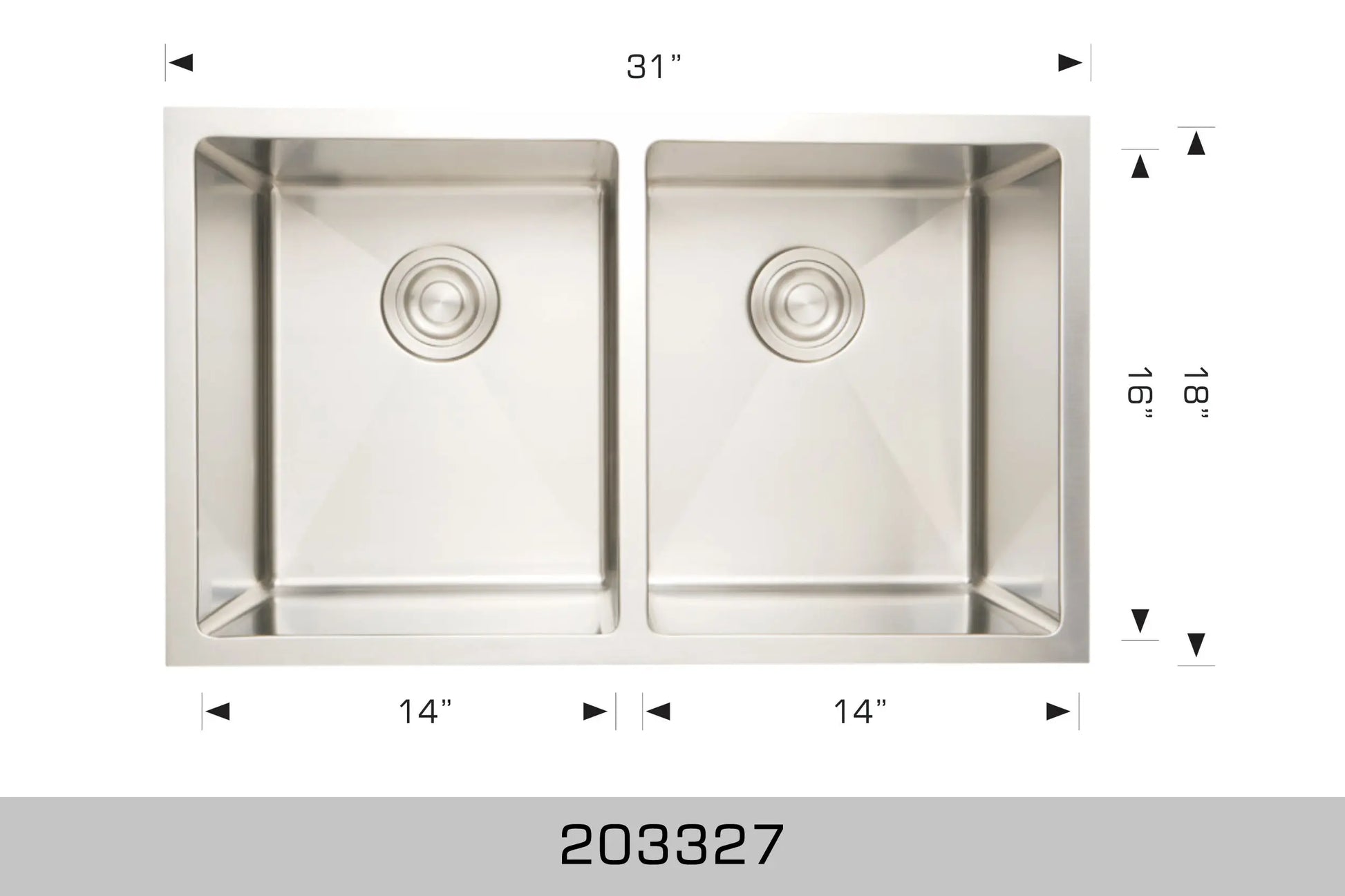 Bosco Deluxe Series 31" x 18" Double Bowl Kitchen Sink Radius Corner 203327 - Plumbing Market