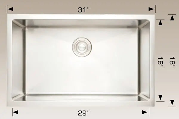 Bosco Deluxe Series 31" x 18" Radius Corner Kitchen Sink 202230 - Plumbing Market