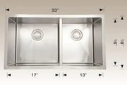 Bosco Deluxe Series 33" x 18" Radius Corner Kitchen Sink 203321M - Plumbing Market