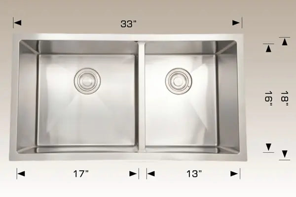 Bosco Deluxe Series 33" x 18" Radius Corner Kitchen Sink 203321M - Plumbing Market