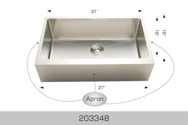 Bosco Deluxe Series - Apron Radius Corner Kitchen Sink 203348 - Plumbing Market