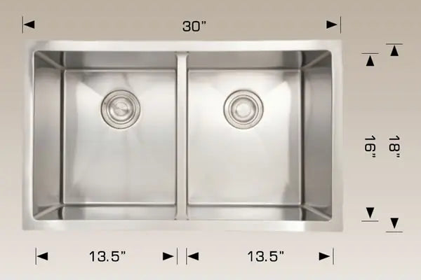 Bosco Deluxe Series Plus 30" x 18" Kitchen Sink Radius Corner 203319M Plus - Plumbing Market