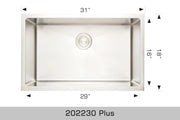 Bosco Deluxe Series Plus 31" x 18" Single Bowl Kitchen Sink Radius Corner 202230 Plus - Plumbing Market