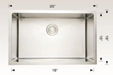 Bosco Diamond Series Plus 20" x 18" Single Bowl Kitchen Sink Radius Corner 203312 Plus - Plumbing Market