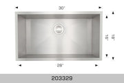 Bosco Elegant Series 30" x 18" Single Bowl Kitchen Sink Zero Radius Corner 203329 - Plumbing Market