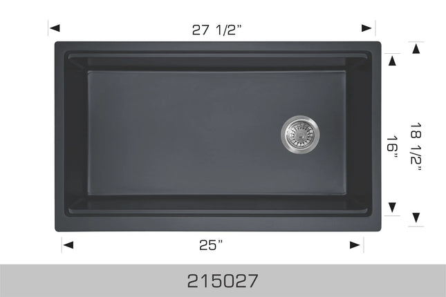 Bosco Granite Series 27 1/2" x 18 1/2" Single Bowl Undermount or Drop-In Kitchen Sink 215027 - Plumbing Market