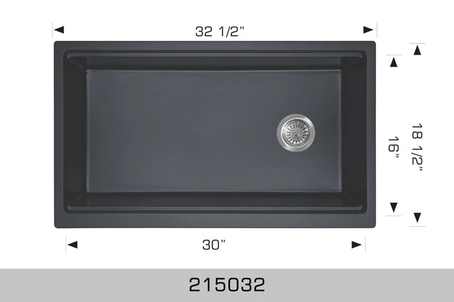 Bosco Granite Series 32 1/2" x 18 1/2" Undermount or Drop-In 215032 - Plumbing Market