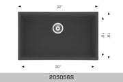 Bosco Granite Series 32" x 18" Single Bowl Kitchen Sink Undermount 205056S - Plumbing Market