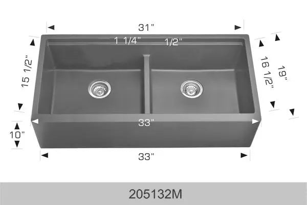 Bosco Granite Series 33" x 19" Apron Kitchen Sink 205132M - Plumbing Market