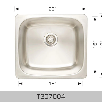 Bosco Laundry Sinks 20" x 18" Drop In or undermount T207004 - Plumbing Market