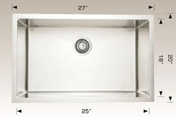 Bosco Laundry Sinks 27" x 20" Single Bowl Kitchen Sink Radius Corner 202217 Plus - Plumbing Market