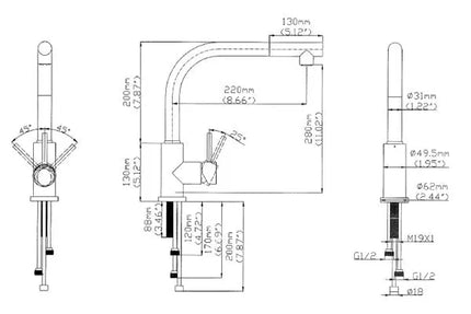 Bosco Pull Out Solid Stainless Steel Kitchen Faucet 200064 - Plumbing Market