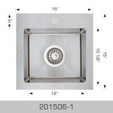 Bosco RV Series 15" x 15" Radius Corner (Drop In) Kitchen Sink 201506-1 - Plumbing Market