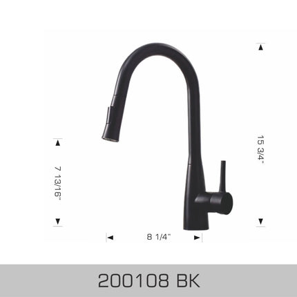 Bosco Single Hole Kitchen Faucet Matte Black 200108BK - Plumbing Market