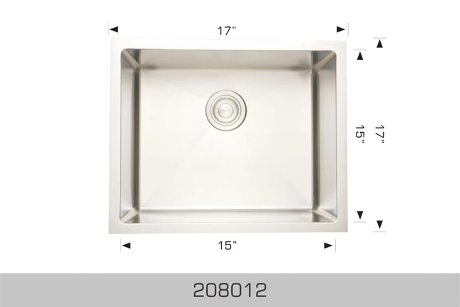 Bosco Standard Series 17" x 17" Radius Corners Kitchen Sink 208012 - Plumbing Market