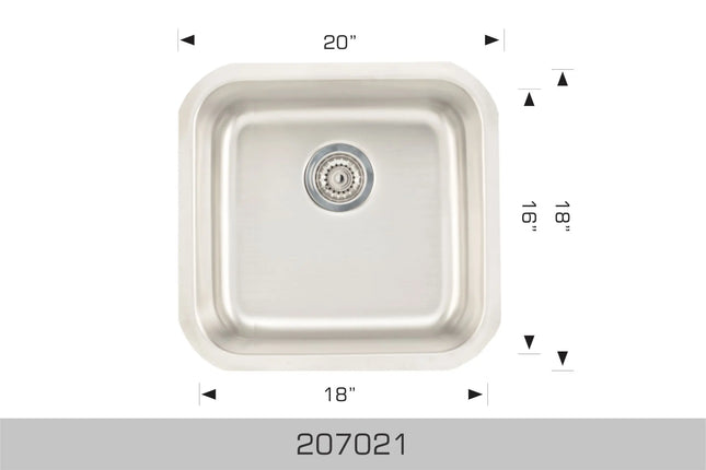 Bosco Standard Series 20" x 18" Kitchen Sink Undermount 207021 - Plumbing Market