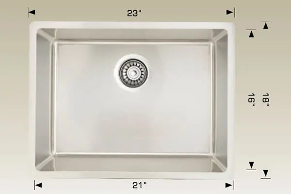 Bosco Standard Series 23" x 18" Single Bowl Kitchen Sink Radius Corner 207114 - Plumbing Market