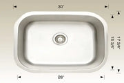 Bosco Standard Series 30" 304 Stainless Steel 18 Gauge Kitchen Sink