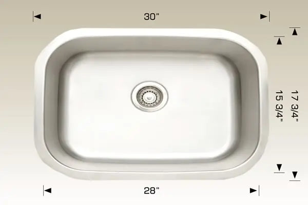 Bosco Standard Series 30" 304 Stainless Steel 18 Gauge Kitchen Sink