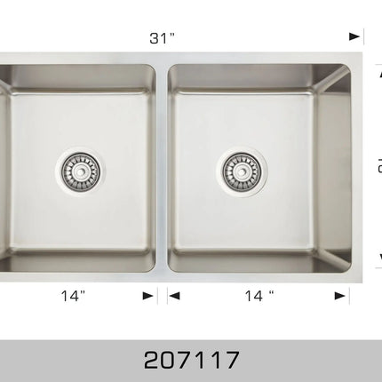 Bosco Standard Series 31" x 18" Kitchen Sink Radius Corner 207117 - Plumbing Market