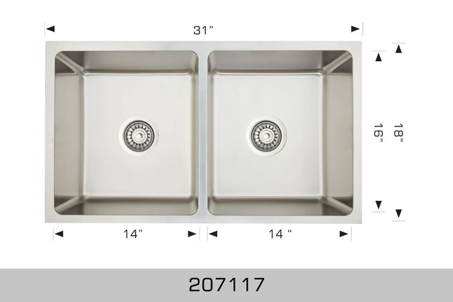 Bosco Standard Series 31" x 18" Kitchen Sink Radius Corner 207117 - Plumbing Market