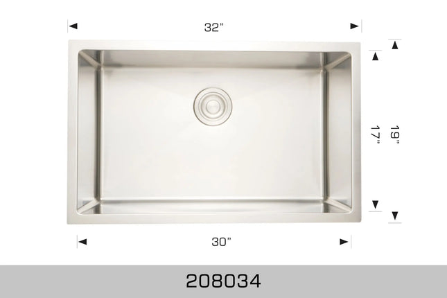 Bosco Standard Series 32" x 19" Kitchen Sink Radius Corner 208034 - Plumbing Market
