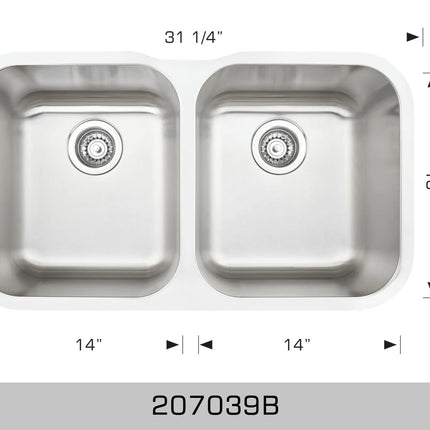 Bosco Standard Series Double Bowl Undermount Kitchen Sinks 207039B - Plumbing Market