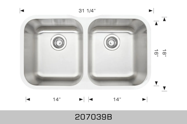 Bosco Standard Series Double Bowl Undermount Kitchen Sinks 207039B - Plumbing Market