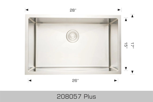 Bosco Standard Series Plus 28" x 17" Single Bowl Kitchen Sink Radius Corner 208057 Plus - Plumbing Market