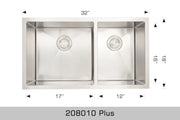 Bosco Standard Series Plus 32" x 18" Radius Corner Kitchen Sink 208010 Plus - Plumbing Market