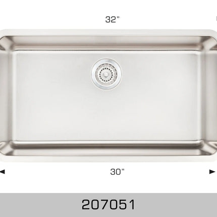 Bosco Super Series 32" x 18" Single Bowl Kitchen Sink Undermount Radius Corner R30 207051 - Plumbing Market