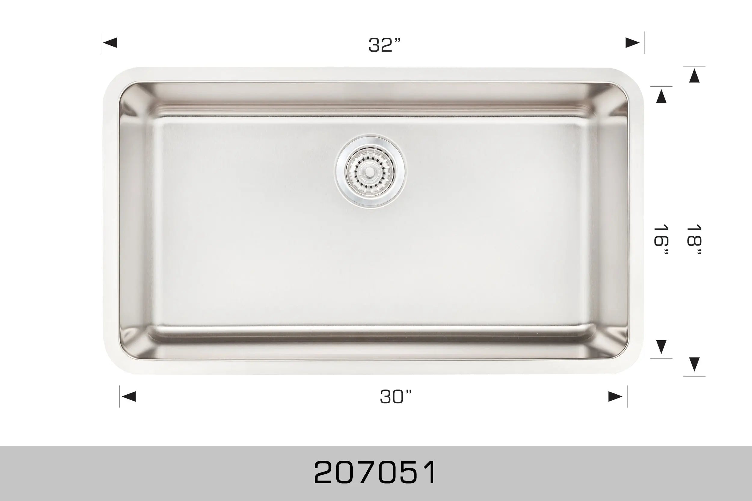 Bosco Super Series 32" x 18" Single Bowl Kitchen Sink Undermount Radius Corner R30 207051 - Plumbing Market