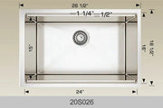 Bosco Super Series Plus 26 1/2" x 18 1/2" Radius Corner Kitchen Sink 20S026 - Plumbing Market