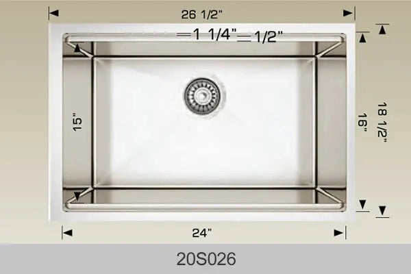 Bosco Super Series Plus 26 1/2" x 18 1/2" Radius Corner Kitchen Sink 20S026 - Plumbing Market