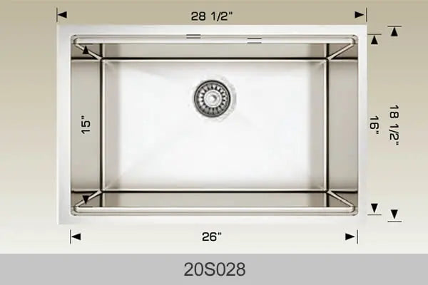 Bosco Super Series Plus 28 1/2" x 18 1/2" Radius Corner Kitchen Sink 20S028 - Plumbing Market