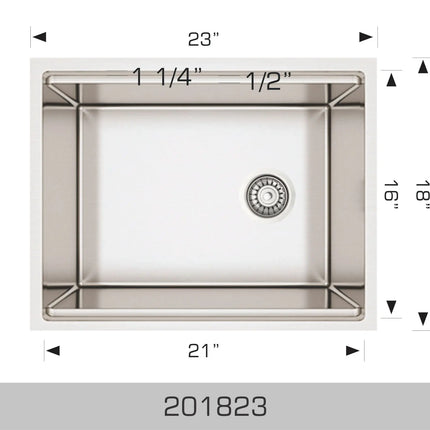 Bosco Titanium Plus Series 23" x 18" Radius Corner Kitchen Sink 201823 - Plumbing Market